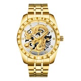 Reloj Wlisth Diamond Waterpro Para Hombre, Diseño De Dragón,