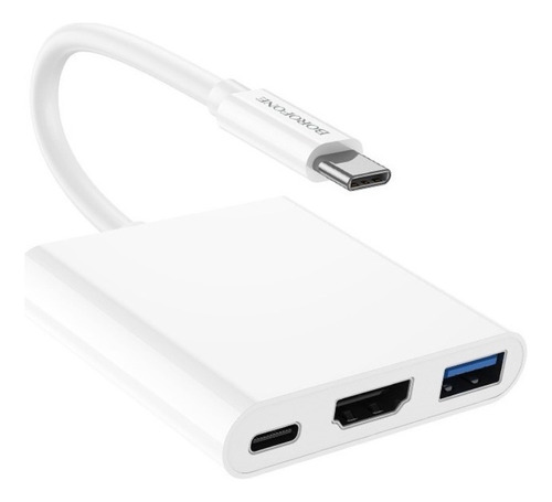 Hub Adaptador Tipo-c (tipo-c A Usb3.0+hdmi+pd60w) Tv 4k Pro Color Blanco