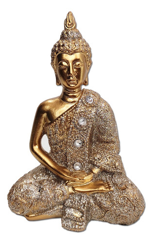  Estatua Buda Hindu Dourado Sentado - Decoração Namastê 13cm