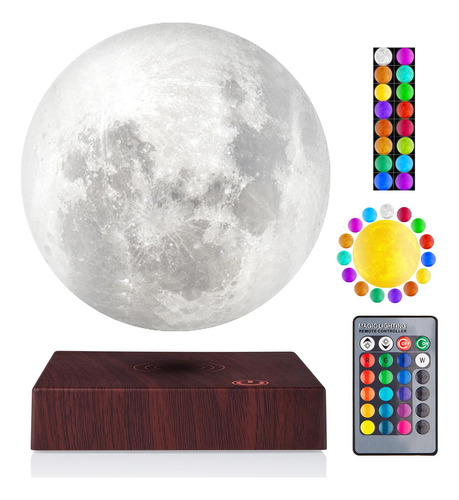 Lámpara De Luna Flotante Magnética, 16 Colores, 3d Giratoria