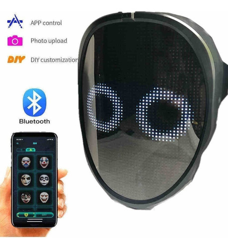 Bluetooth Rgb Light Up Led Máscara Diy Fiesta Halloween 2024