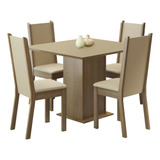 Juego De Comedor Alana Con 4 Sillas Marron/crema/beige