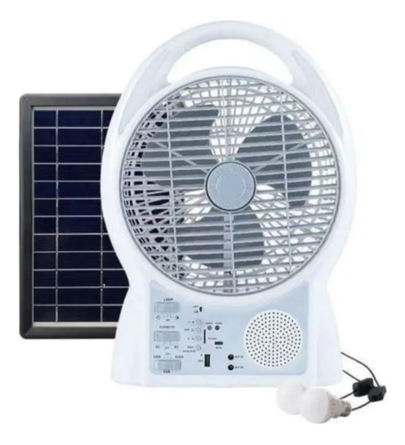 Ventilador Recargable Fan Dc Bulbs + Solar Panel Dos Bombill