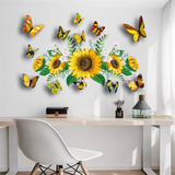 Pegatinas De Pared De Girasol 1a 3d Color Estéreo Mariposa P