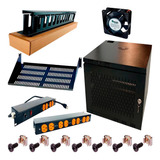 Rack Gabinete  9ru Pared + Bandeja+ Multitoma 12+ Organizad 