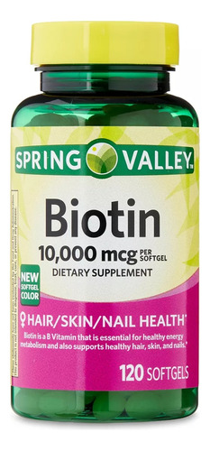Biotina 10000mcg Spring Valley 120 Capsulas Cabelo Unha Pele