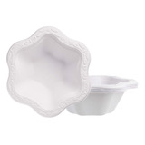 [50 Cuentas] 12 Oz Desechables Floral Premium White Bowls 