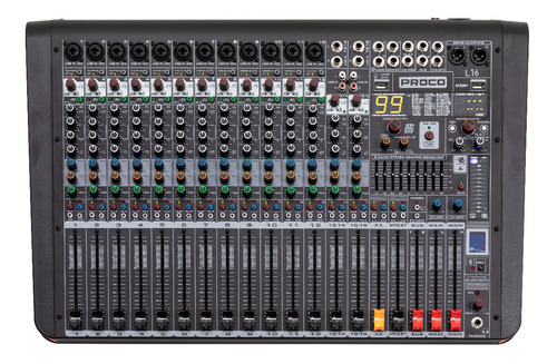 Proco L16 Consola Mixer Audio Sonido 16 Ch Bluetooth Dsp Fx