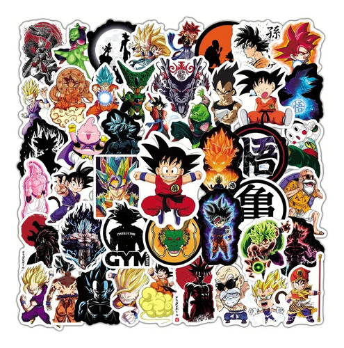 50 Stickers Dragon Ball, Goku, Para Auto, Laptop, Libreta