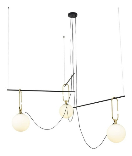 Lustre Pendente Led Moderno Mob Dourado E Preto Bella Yd003