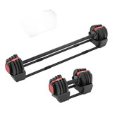 Kit De Mancuernas Pesas Con Barra Discos Ajustable Gym 40 Kg Color Negro