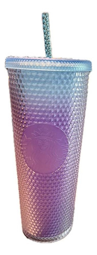 Vaso Original Starbucks Azul Y Morado Metalic Soft 710 Ml