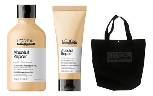 Loreal Shampoo Absolut Repair 300ml + Enjuague 200ml+ Bolso