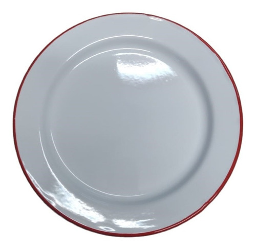 Plato Nonfork Playo Enlozado 25,5 Cm Vintage Borde Rojo