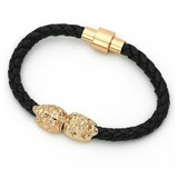 Pulsera Manilla Brazalete León Cuero Magnética Hombre Mujer