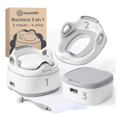 Bacinica 3 En 1 Para Niños Esquimal, Asiento Entrenador Para Tasa De Baño Portátil , Bañito Antideslizante, Inodoro Infantil De 6 Meses A 4 Años Blanco | Envío gratis