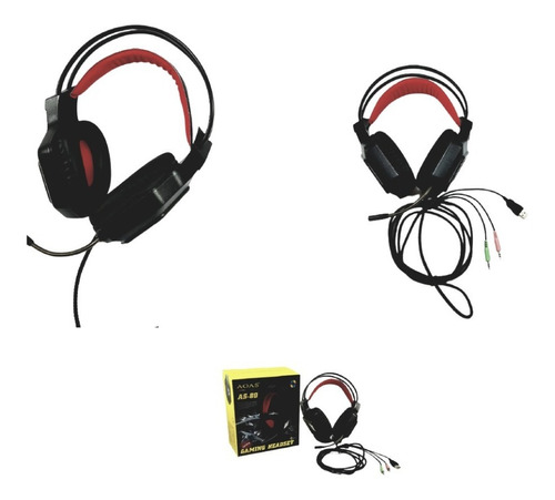 Audifonos Con Microfono Diadema Gamer As 80 Rgb Iluminado Color Negro
