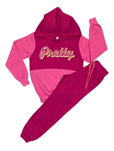 Conjunto De Moletom Infantil Feminino Frio 4-16 Pretty