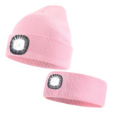 Conjunto De Diadema Deportiva Gorro De Punto Led Luz, G...