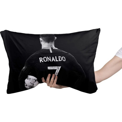 Cojin Almohada Ronaldo Diseño Fondo Negro Balon Diseño Unico | Meses sin interés