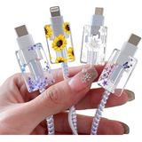 Protector De Cable Lightning Floral Para Cargador De iPhone