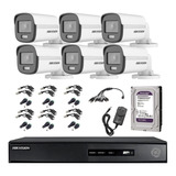 Kit Seguridad Hikvision Dvr 8ch + 6 Camara 2mp Colorvu + 1tb