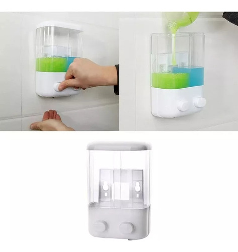 Dispenser Doble D Alcohol En Gel Jabon Liquido Shampoo Pared