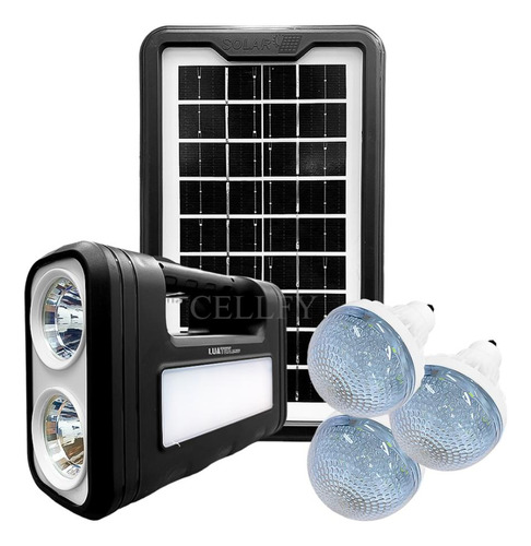 Kit Carregador Lanterna Sistema De Luz Solar Led Emergência 