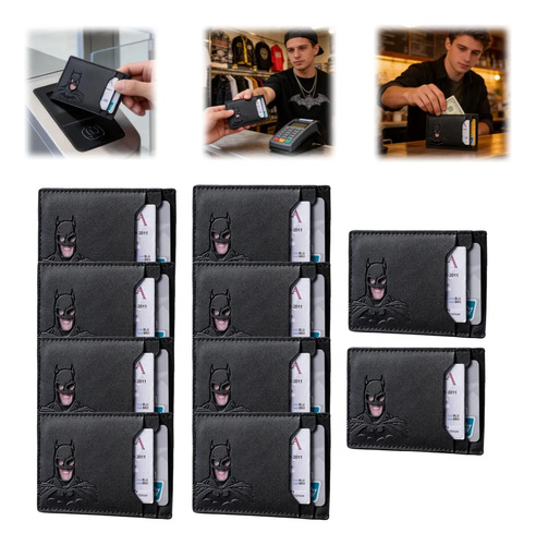 10ps Rfid Cartera Hombre Mujer Antirrobo Billetera Tarjetero