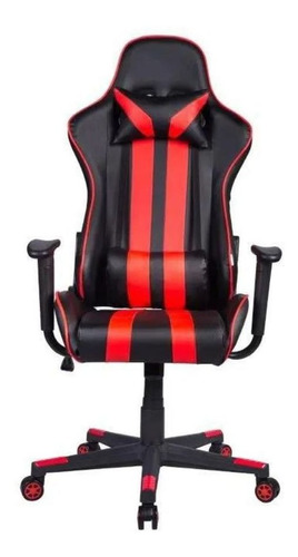 Cadeira Gamer Reclinável Couro Pu Preta E Vermelha Pel-3013