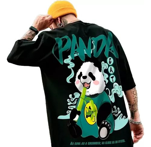 Camiseta Oversized Masculino Streetwear Panda Novidade Moda