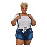 Short Plus Size Com Suspensórios Jardineira Curta