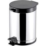 Lixeira De Aço Inox Redonda 4,5l Casa Banheiro Tampa Preta Cor Cinza