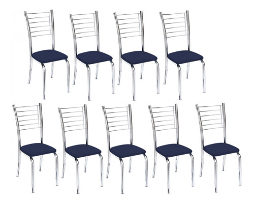 Kit 9 Cadeiras Lara Para Cozinha-corino Azul-gat Magazine