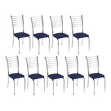 Kit 9 Cadeiras Lara Para Cozinha-corino Azul-gat Magazine