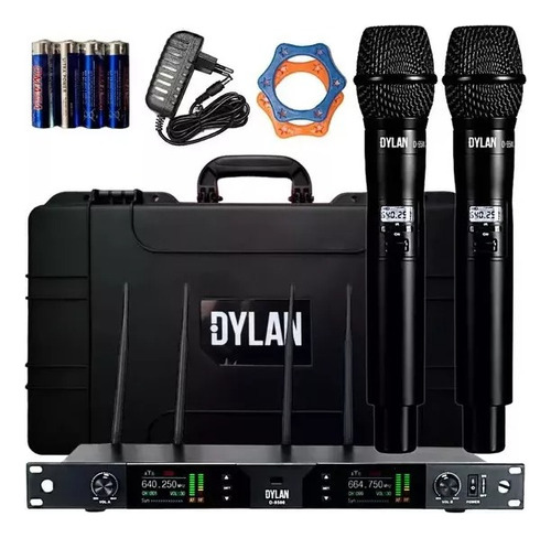 Microfone Sem Fio Dylan D-9500 Cor Preto