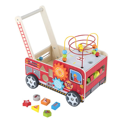 Andador de Madera para Bebés Camión de Bomberos Color Rojo | Andadera para Bebe con Centro de Actividades y Laberintos Didácticos | Juguetes de Madera Educativos Niños y Bebés Teach Play | Meses sin interés