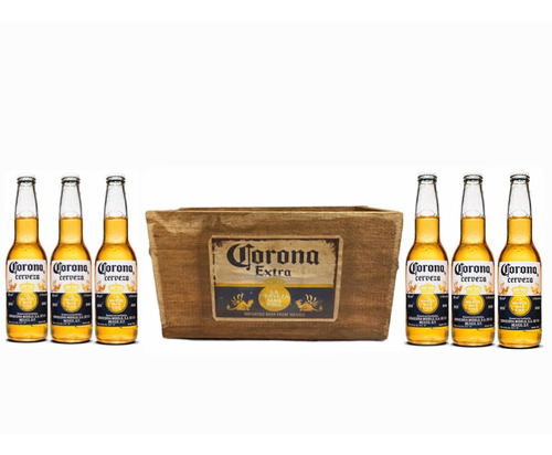 Cajón Vintage Corona + 6 Porrones - Perez Tienda -