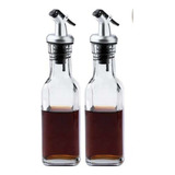 Set X 2 Botellas Aceitero Vinagrero Vidrio Acero Pico Aceto