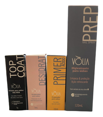 Kit Volia Prep 120ml + Primer Acido + Desitrat + Top Coat