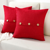 Futei Juego De 2 Fundas De Almohada Decorativas De Lino Rojo