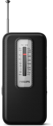 Radio Portátil Philips Am/fm Que Funciona Con Pilas Y Conector Para Auriculares, Color Negro