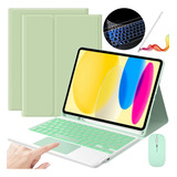 Funda Con Teclado Mouse+lápiz P/iPad 10.ª Gen.10.9in Verde