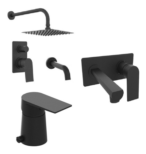 Combo Grifería Hidromet Raptor Ducha Bidet Lavat Pared Negro