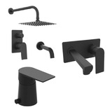 Combo Grifería Hidromet Raptor Ducha Bidet Lavat Pared Negro