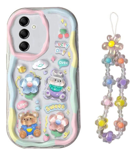 Funda Para Samsung 3d Cute Rabbit Bear + Chain Lanyard