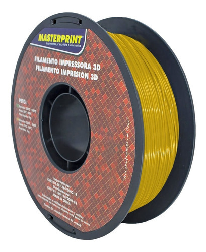 Filamento De Impressora 3d Petg 1,75mm Rolo 1kg Masterprint Cor Amarelo Translúcido