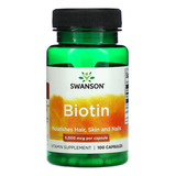 Biotina Swanson 5000 Mcg 100 Caps, Cuidado Pelo, Piel Y Uñas