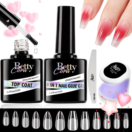 Bettycora - Kit De Uñas De Gel 8 En 1, Pegamento De Gel 8 .