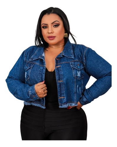 Jaqueta Jeans Estilo Cropped Plus Size